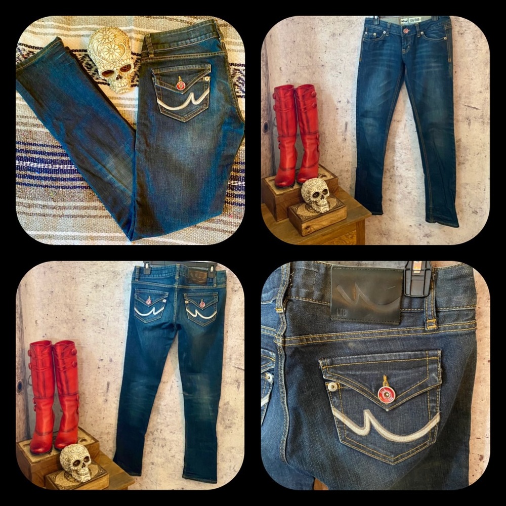 🪶LTB 1948 Blue Skinny Push-Up Rear Designer Jean w/Embellished Pockets-30